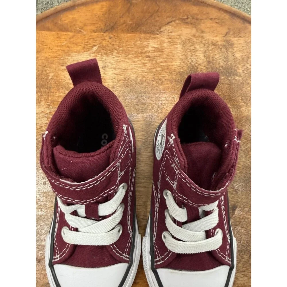 Converse All Star Shoes Baby Toddler 5 Burgundy Canvas High Top Sneakers